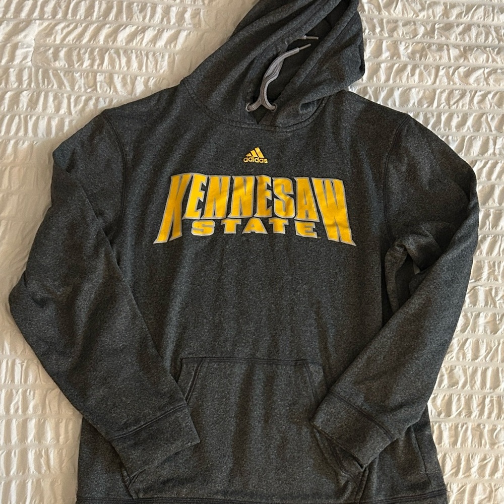 Adidas Dark Gray Hoodie with Yellow Kennesaw State KSU Logo